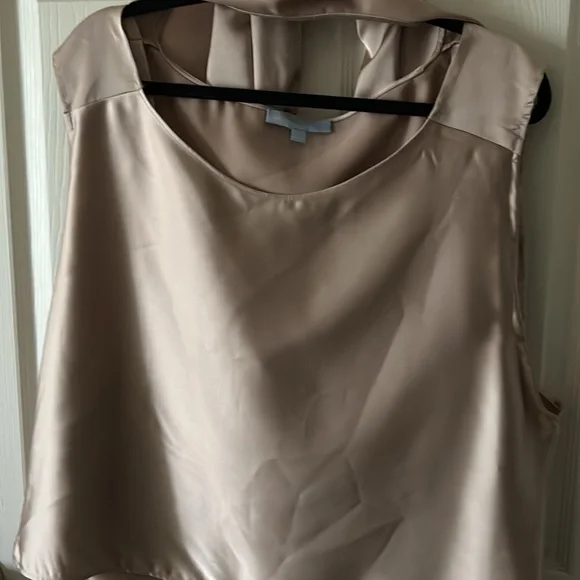 Antonio Melani Blyss Drapey Satin Boat Neck Long Sleeve Champagne Blouse Size L - Picture 10 of 10
